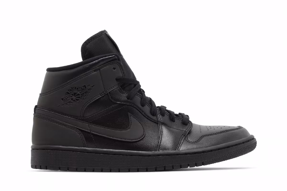 Women's Air Jordan 1 Mid Triple Black, view 2