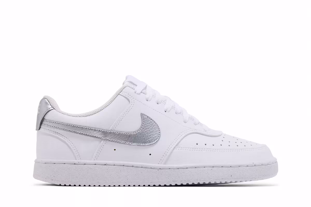 Nike Women's Court Vision Low Next Nature White Metallic Silver, view 2