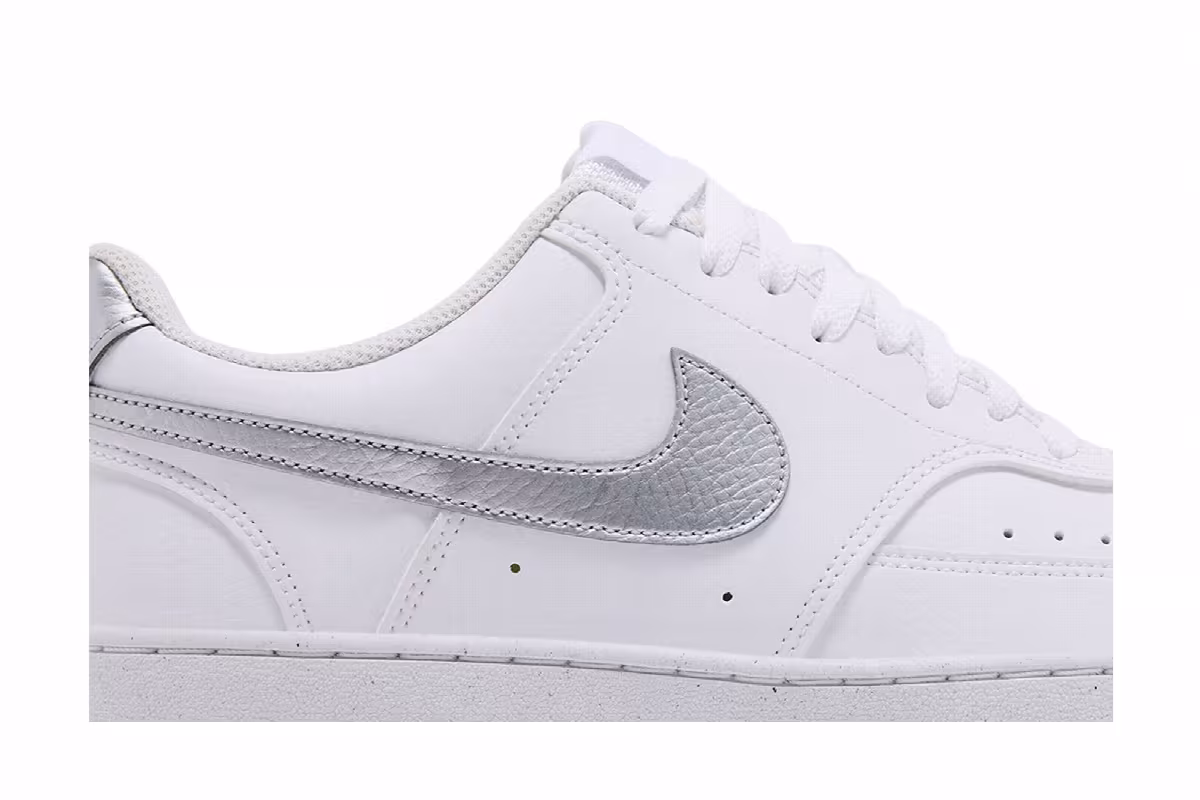 Nike Women's Court Vision Low Next Nature White Metallic Silver, view 3