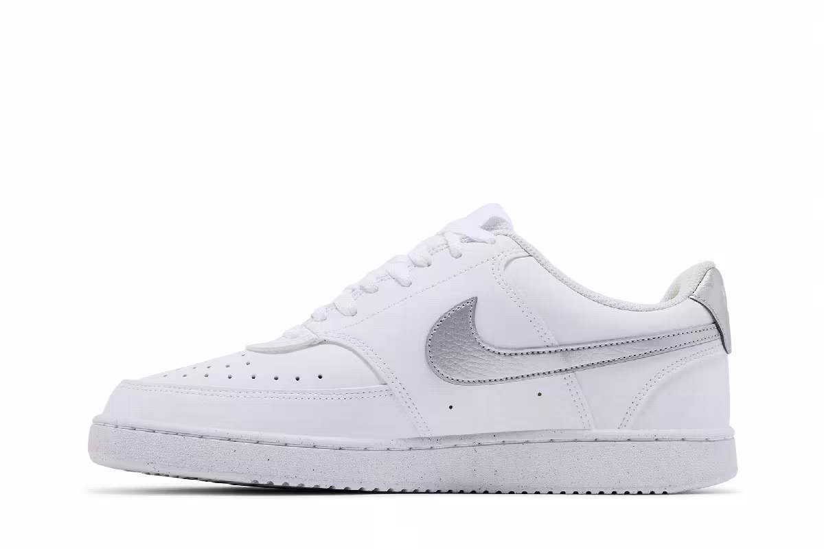 Nike Women's Court Vision Low Next Nature White Metallic Silver, view 4