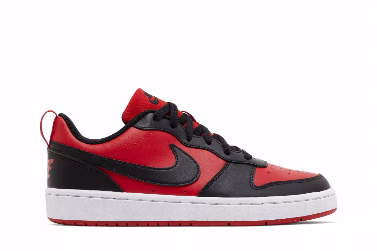 Nike Court Borough Low Recraft GS Black University Red, view 2