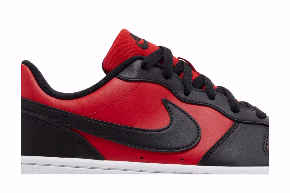 Nike Court Borough Low Recraft GS Black University Red, view 3