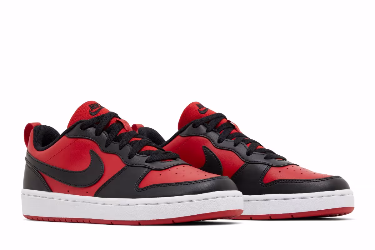 Nike Court Borough Low Recraft GS Black University Red, view 9