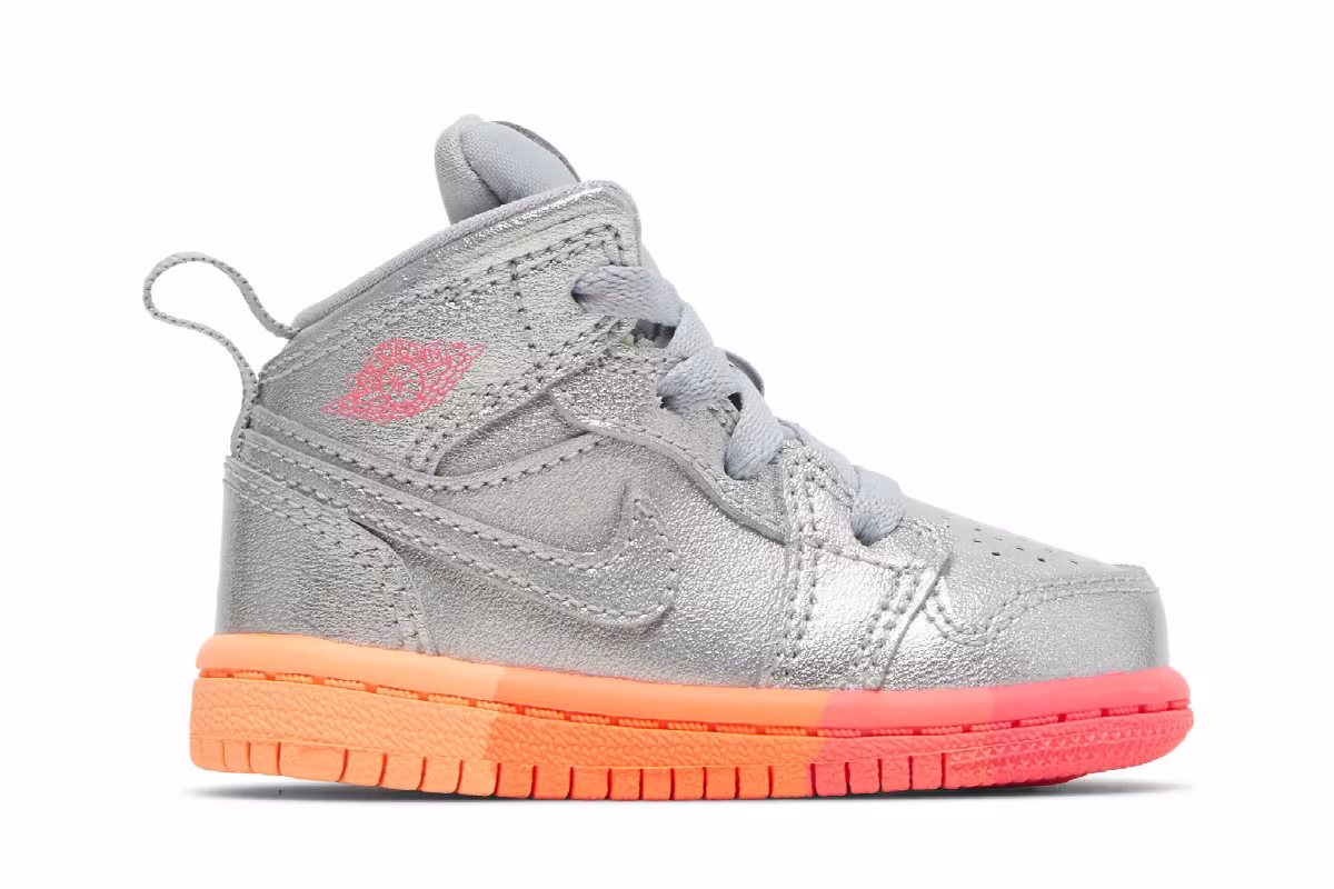 Air Jordan 1 Mid TD Metallic Silver Pink Crimson, view 2