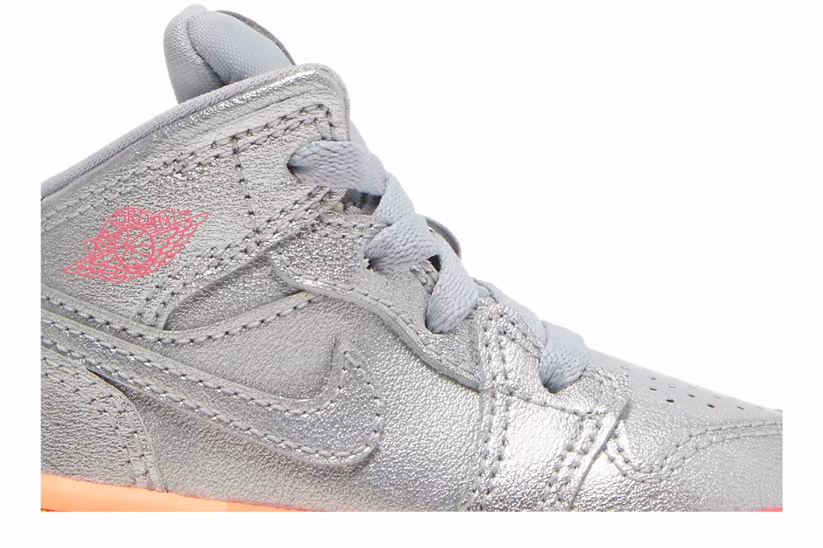 Air Jordan 1 Mid TD Metallic Silver Pink Crimson, view 3