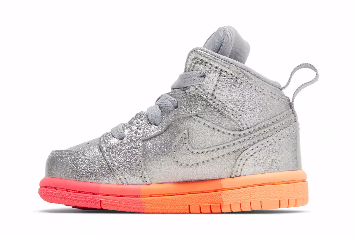 Air Jordan 1 Mid TD Metallic Silver Pink Crimson, view 4