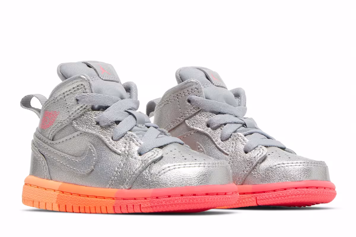 Air Jordan 1 Mid TD Metallic Silver Pink Crimson, view 9