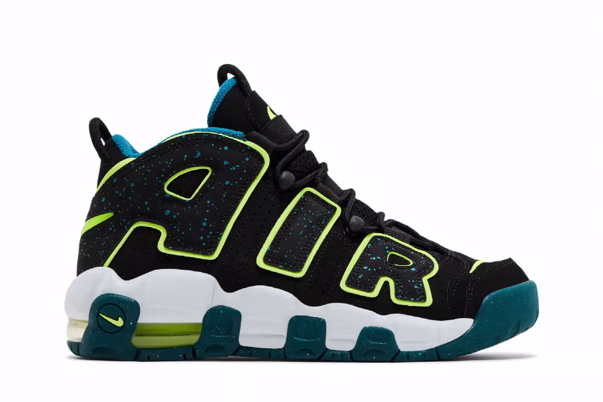 Nike Air More Uptempo GS Black Geode Teal, view 2