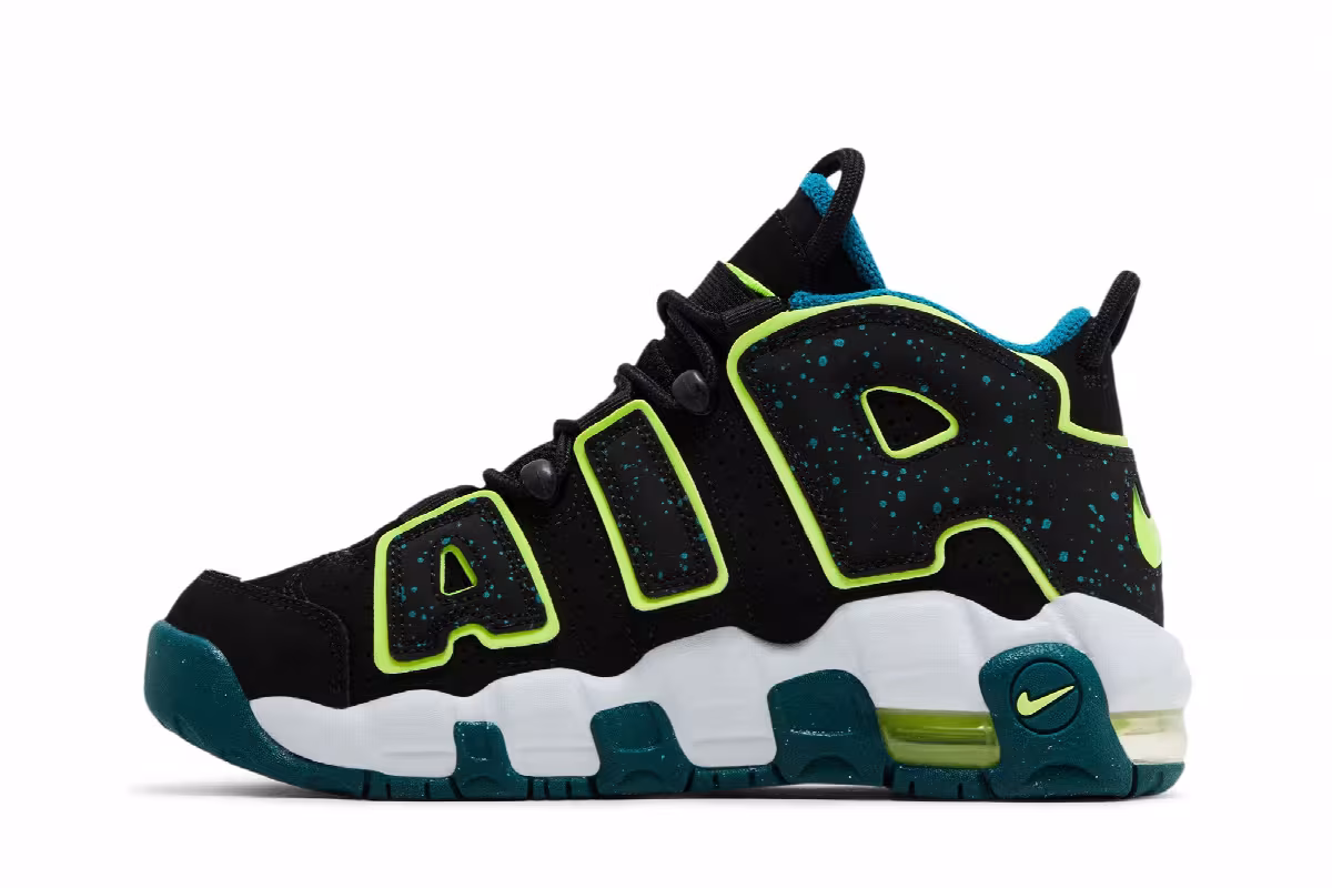 Nike Air More Uptempo GS Black Geode Teal, view 4