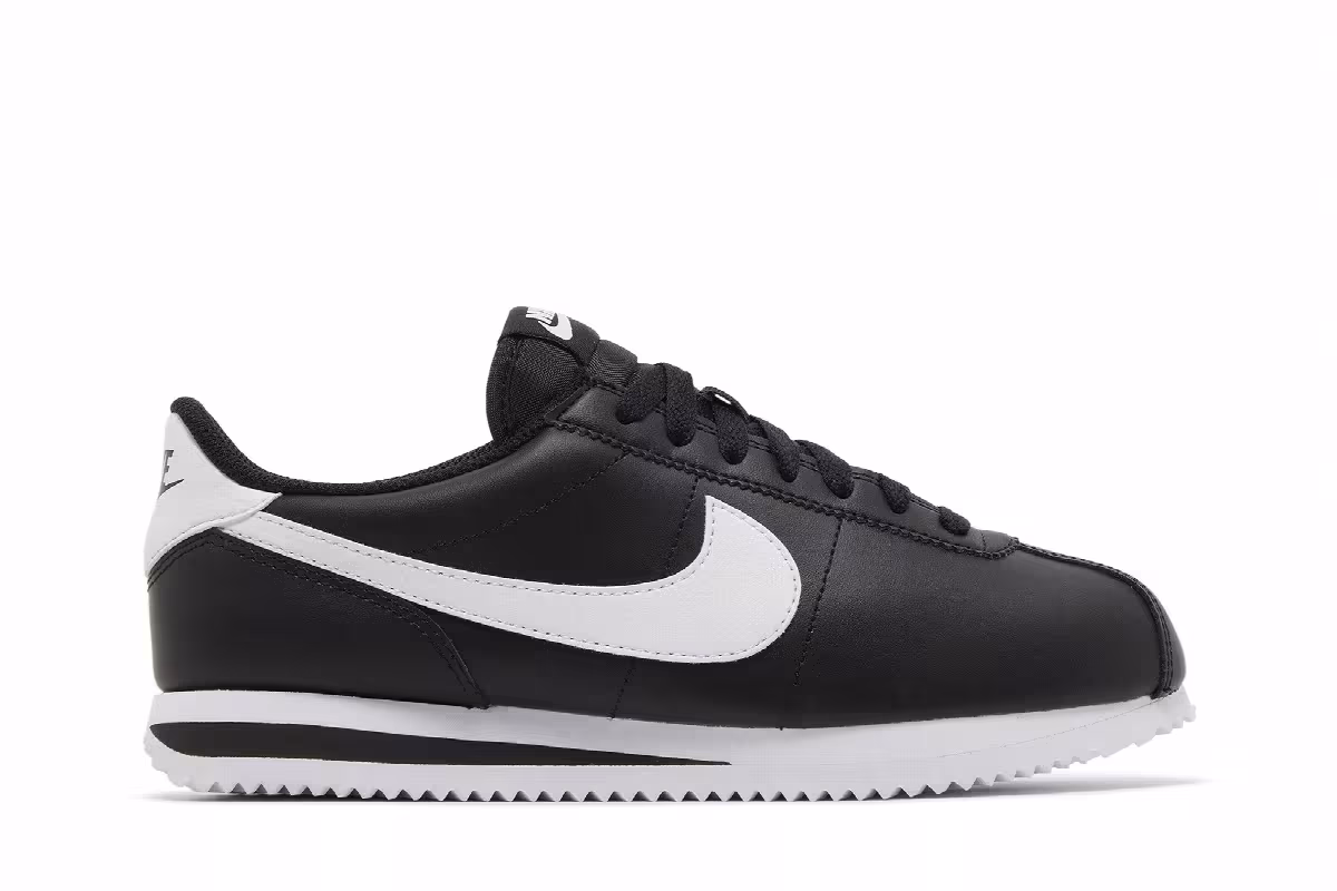Nike Women's Cortez Leather Black White, view 2