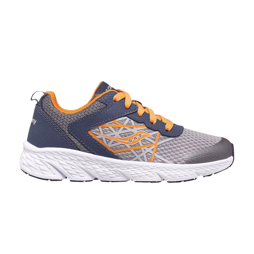 Saucony Wind Lace Big Kid Grey Orange Navy
