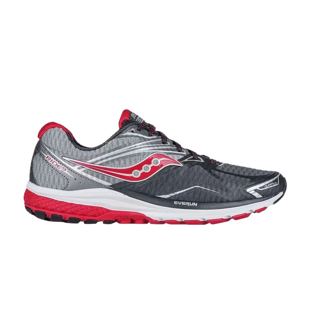 Saucony Ride 9 Charcoal Red