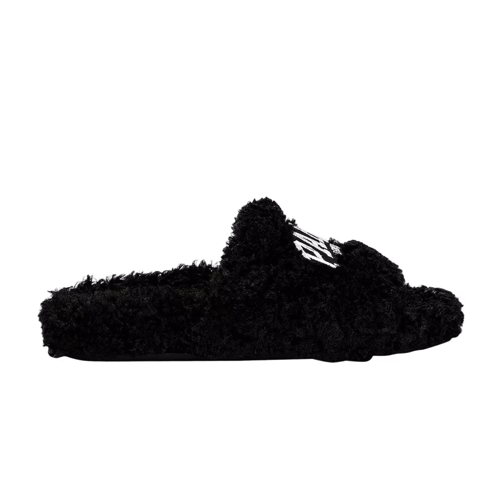Balenciaga Women's Furry Slides Black White
