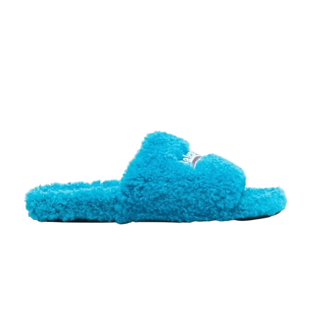 Balenciaga Furry Slides Sky Blue