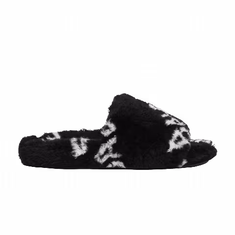 Balenciaga Wmns Furry Slides 'Allover Logo - Black'