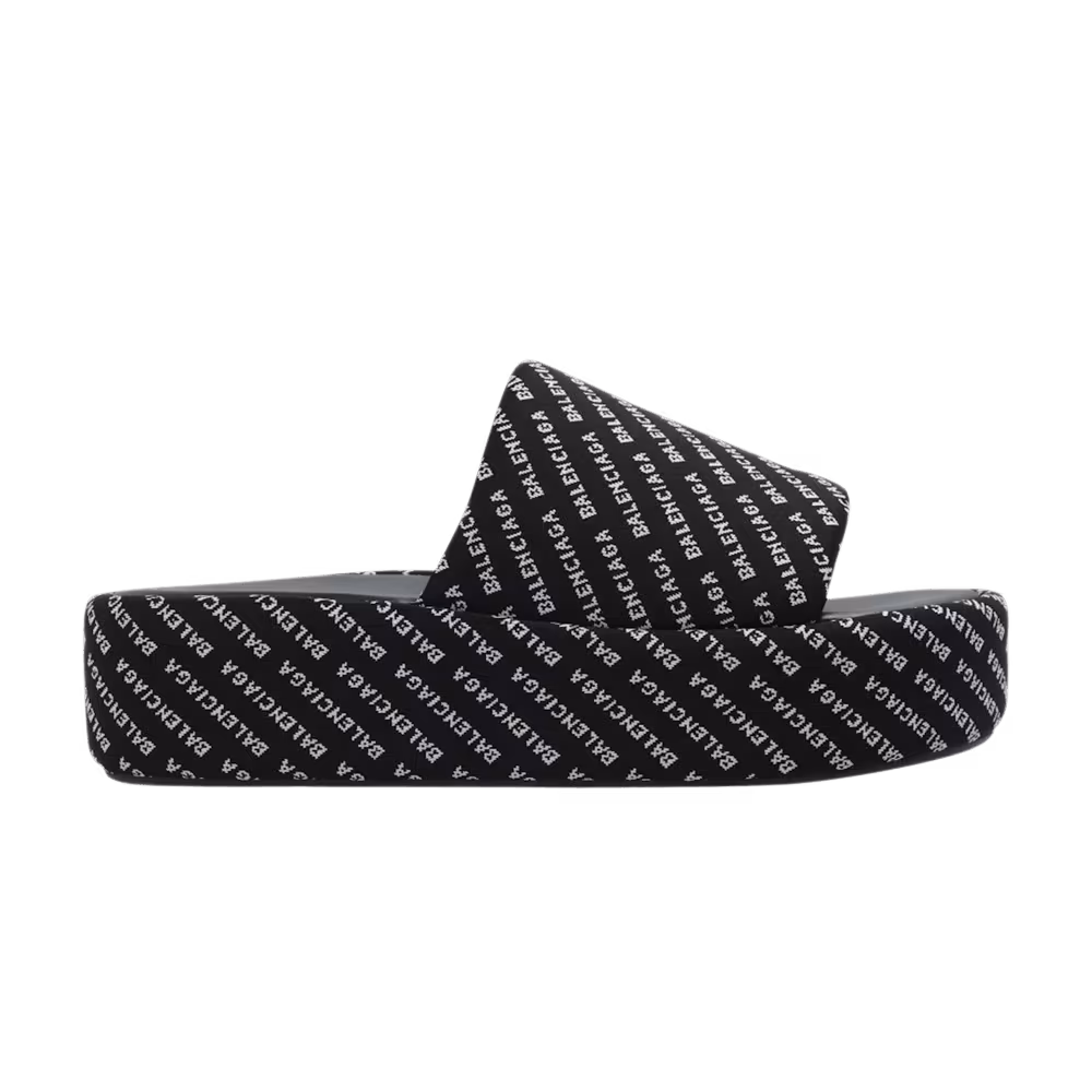 Balenciaga Women's Rise Platform Slide Allover Print - Black White