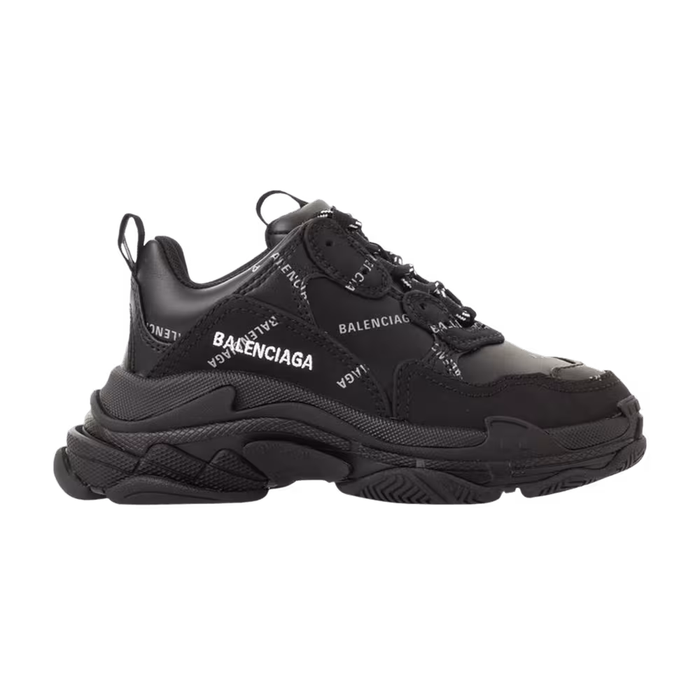 Balenciaga Triple S Sneaker Kids Allover Logo - Black