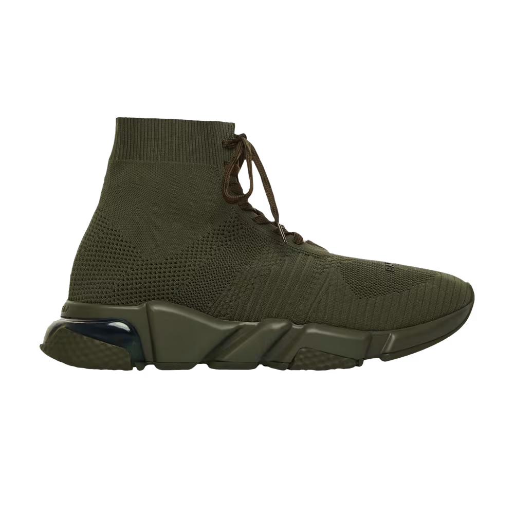 Balenciaga Speed Lace Up Trainer High Clear Sole - Khaki