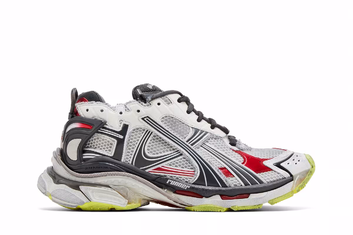 Balenciaga Runner Sneaker Black White Red Fluo Yellow 2023, view 2