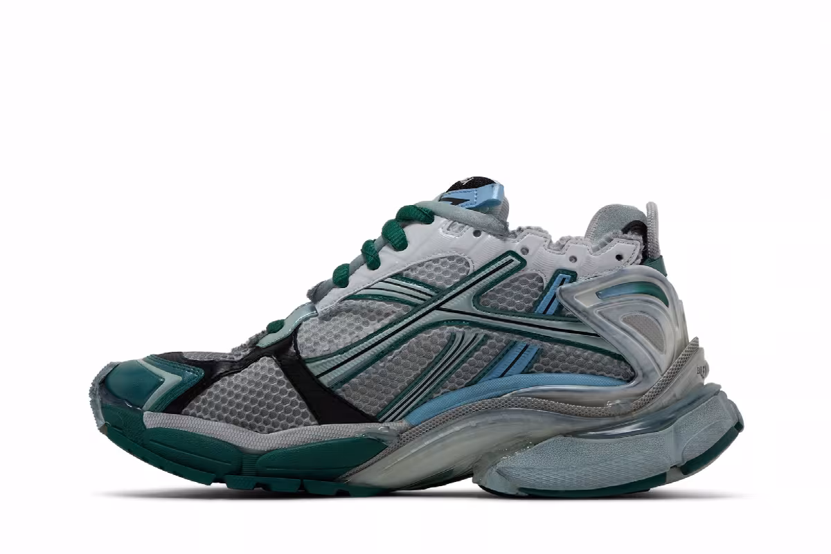 Balenciaga Runner Sneaker White Green Blue, view 4