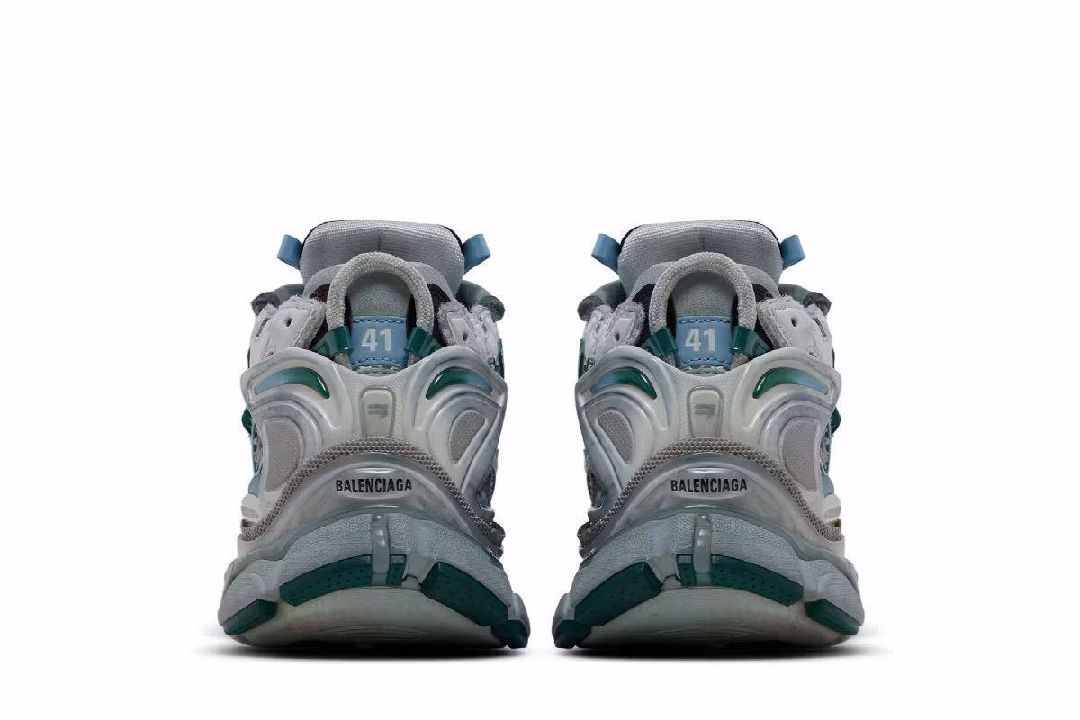 Balenciaga Runner Sneaker White Green Blue, view 7