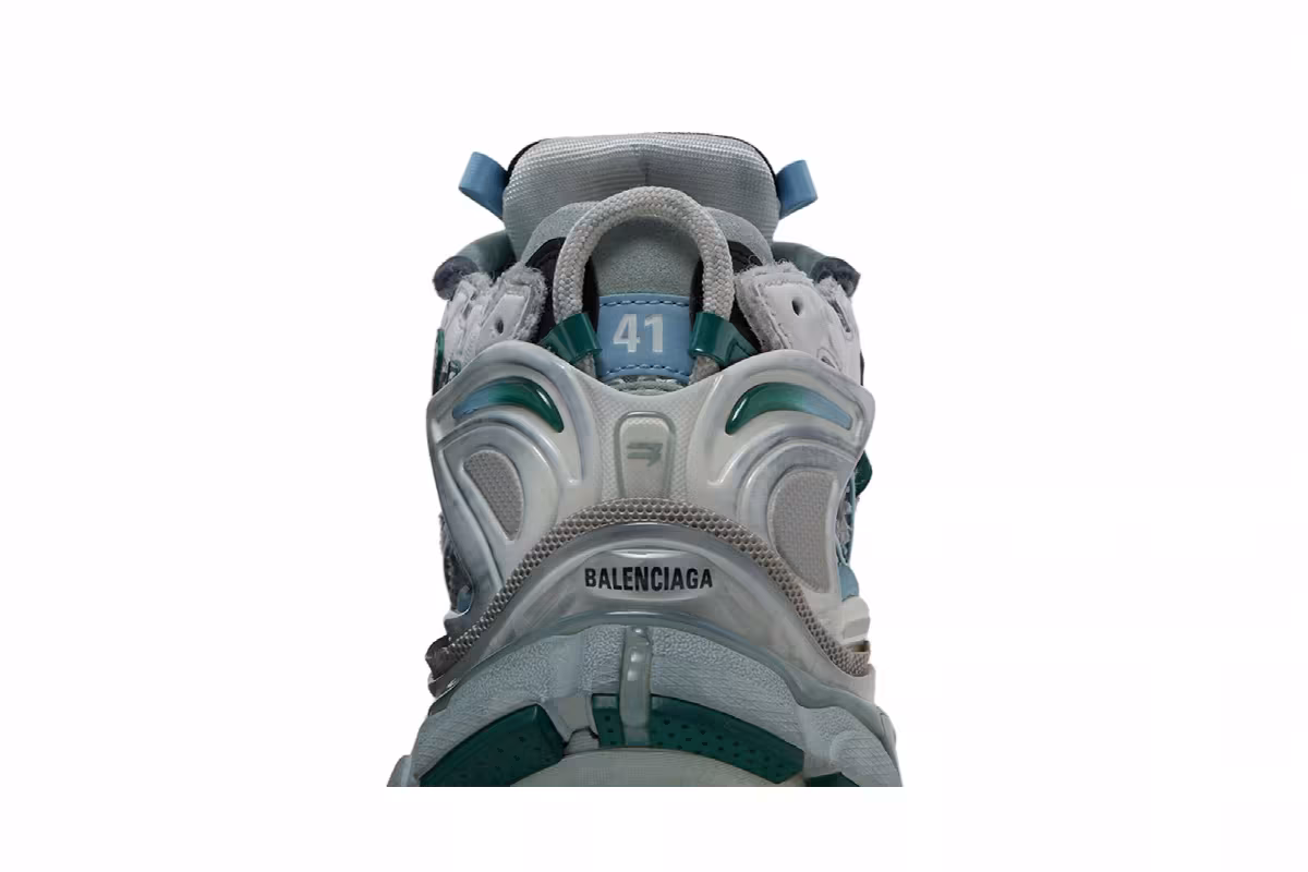 Balenciaga Runner Sneaker White Green Blue, view 8