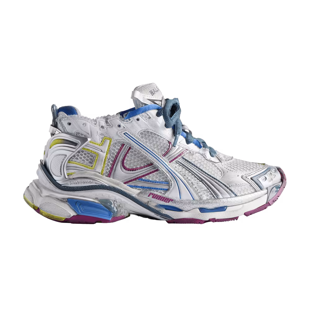 Balenciaga Women's Runner Sneaker Worn-Out - White Purple Blue