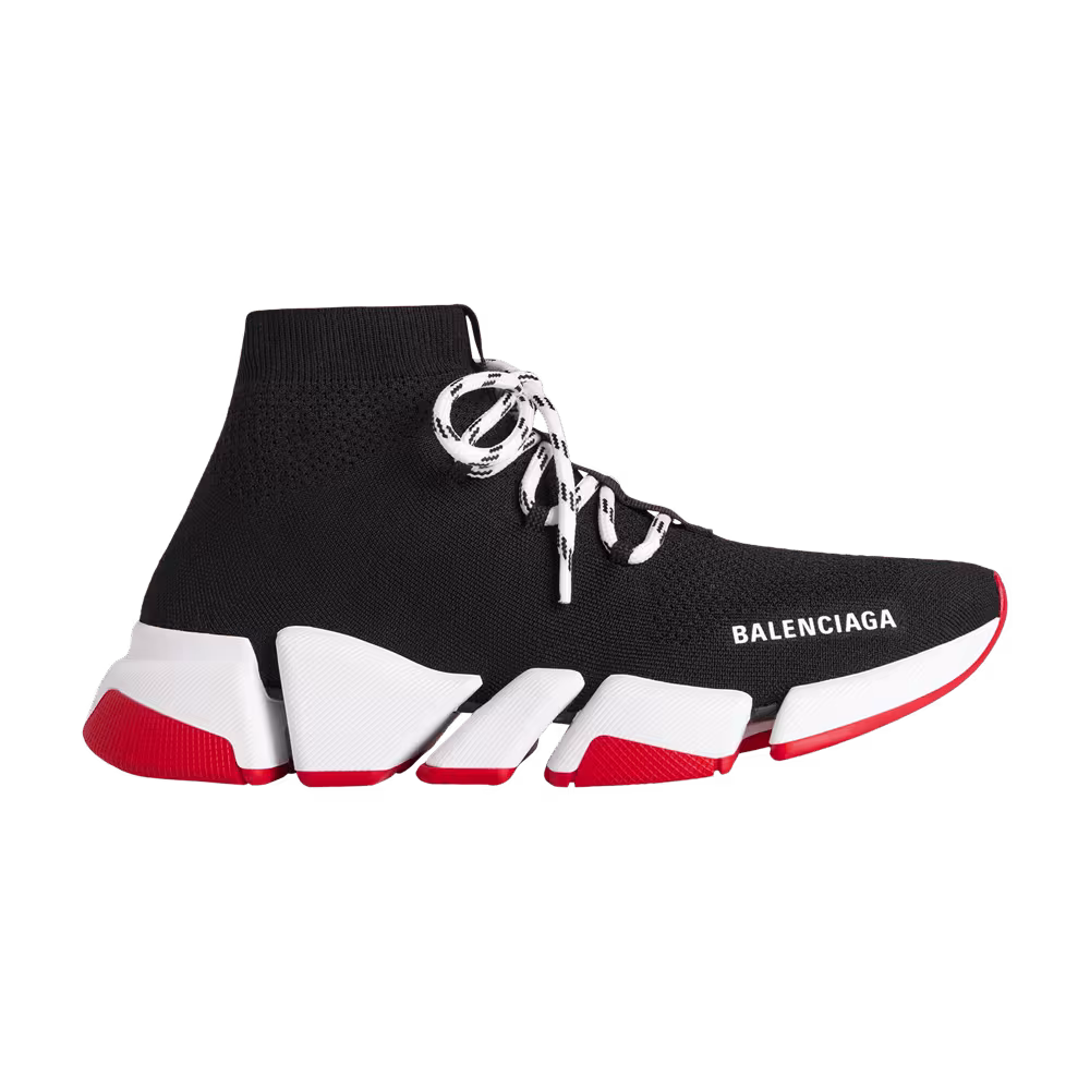 Balenciaga Speed 2.0 Lace-Up Sneaker Black White Red