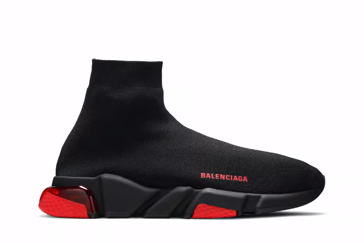 Balenciaga Speed Sneaker Clearsole - Black Red, view 2