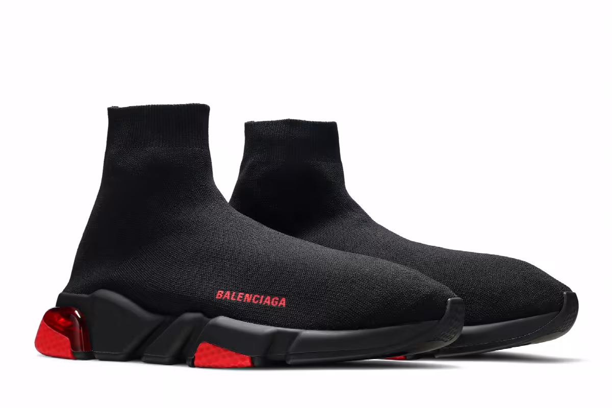 Balenciaga Speed Sneaker Clearsole - Black Red, view 9