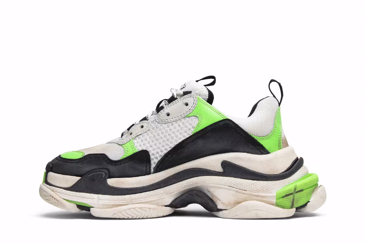Mr. Porter x Balenciaga Women's Triple S Trainer Neon Green 2018, view 4