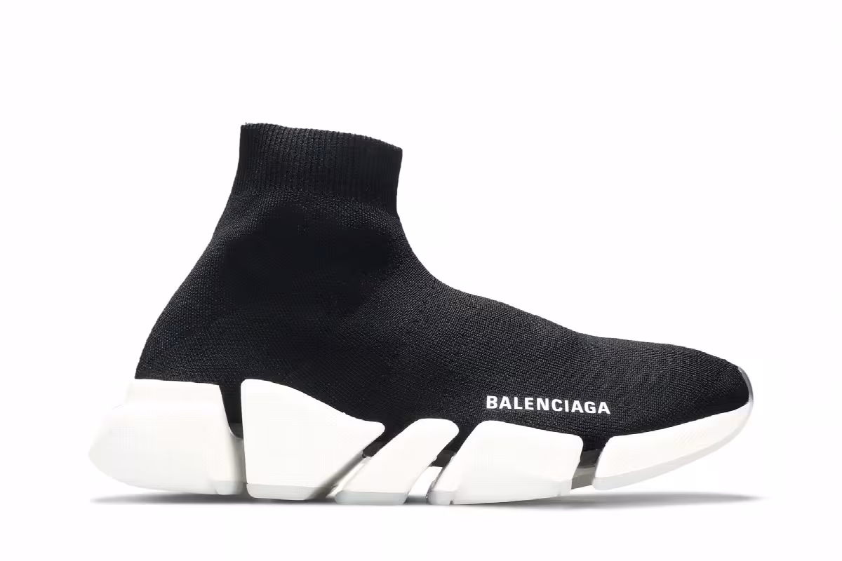 Balenciaga Women's Speed 2.0 Sneaker Black White, view 2