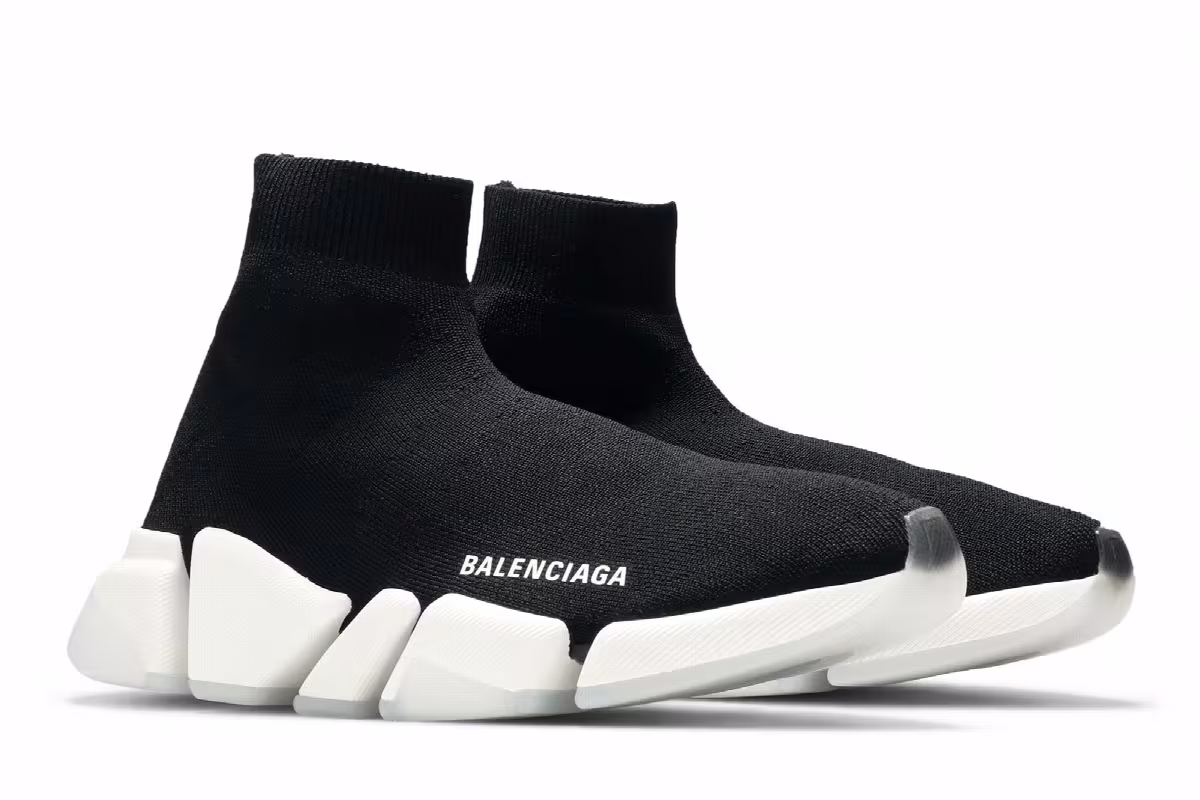 Balenciaga Women's Speed 2.0 Sneaker Black White, view 9