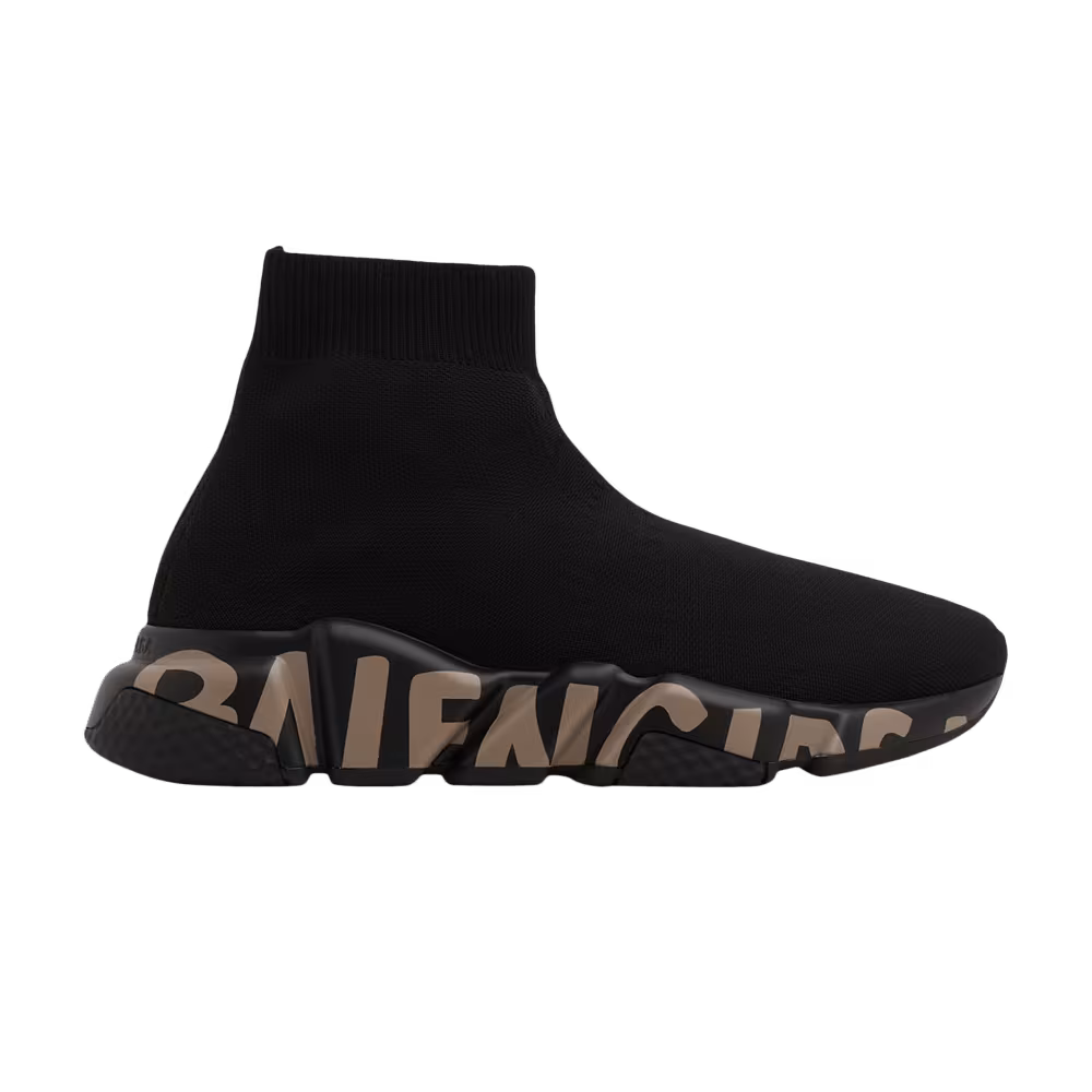 Balenciaga Women's Speed Trainer Midsole Graffiti - Black Dark Beige