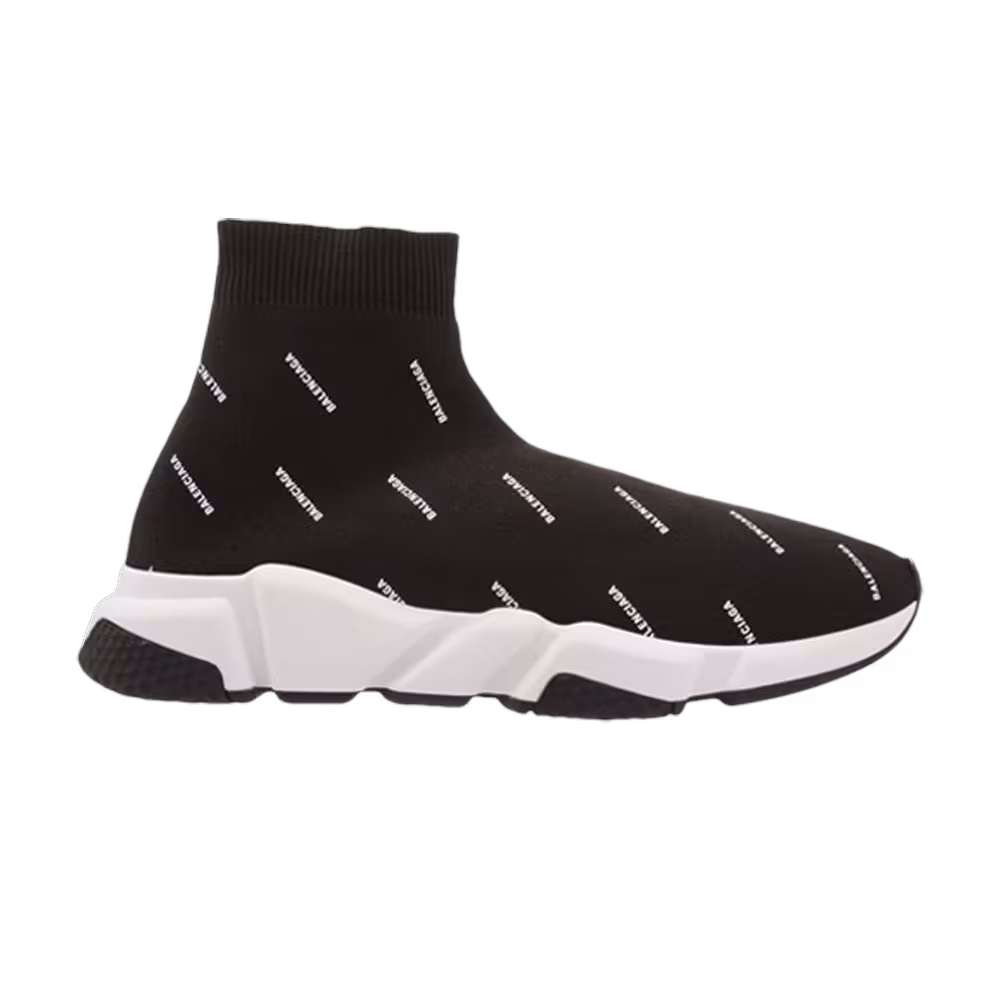 Balenciaga Speed Trainer Mid Allover Logo - Black
