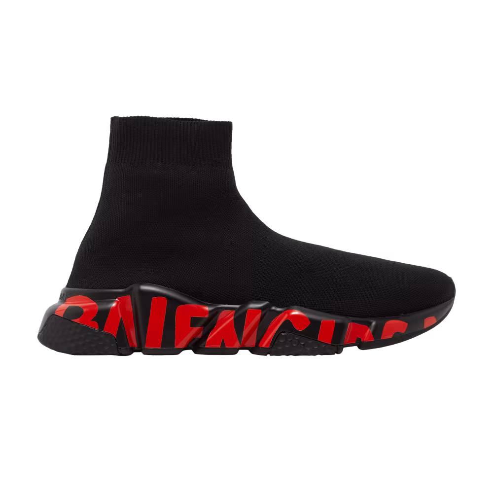 Balenciaga Women's Speed Sneaker Midsole Graffiti - Black Red