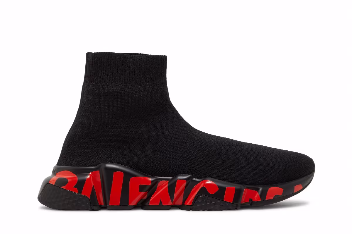 Balenciaga Women's Speed Sneaker Midsole Graffiti - Black Red, view 2