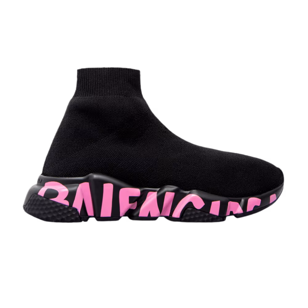 Balenciaga Women's Speed Sneaker Midsole Graffiti - Black Pink