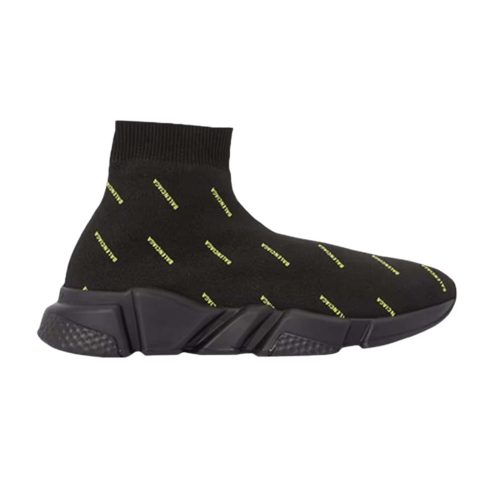 Balenciaga Women's Speed Sneaker All Over Print - Black Yellow Fluo