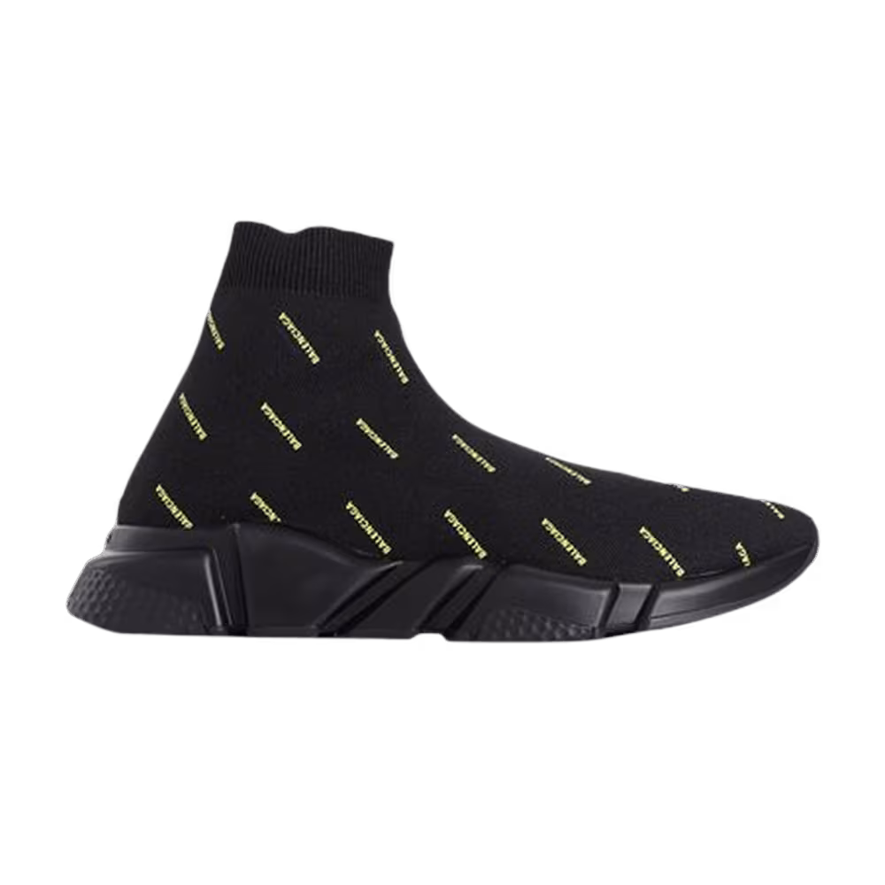 Balenciaga Speed Sneaker All Over Print - Black Yellow Fluo