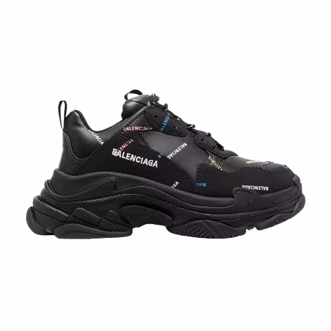 Balenciaga Wmns Triple S Sneaker 'Allover Logo - Black Multi-Color'