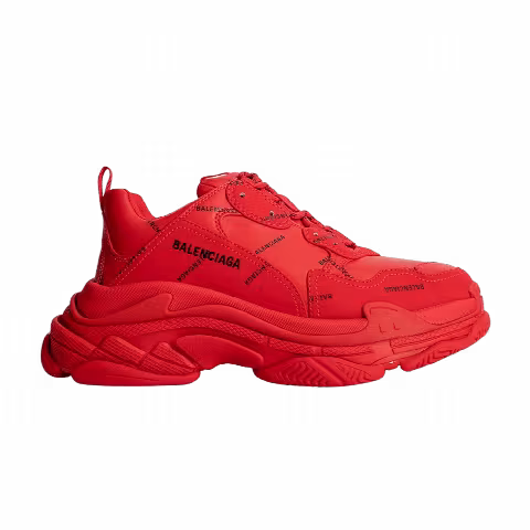 Balenciaga Wmns Triple S Sneaker 'All Over Logo - Bright Red'