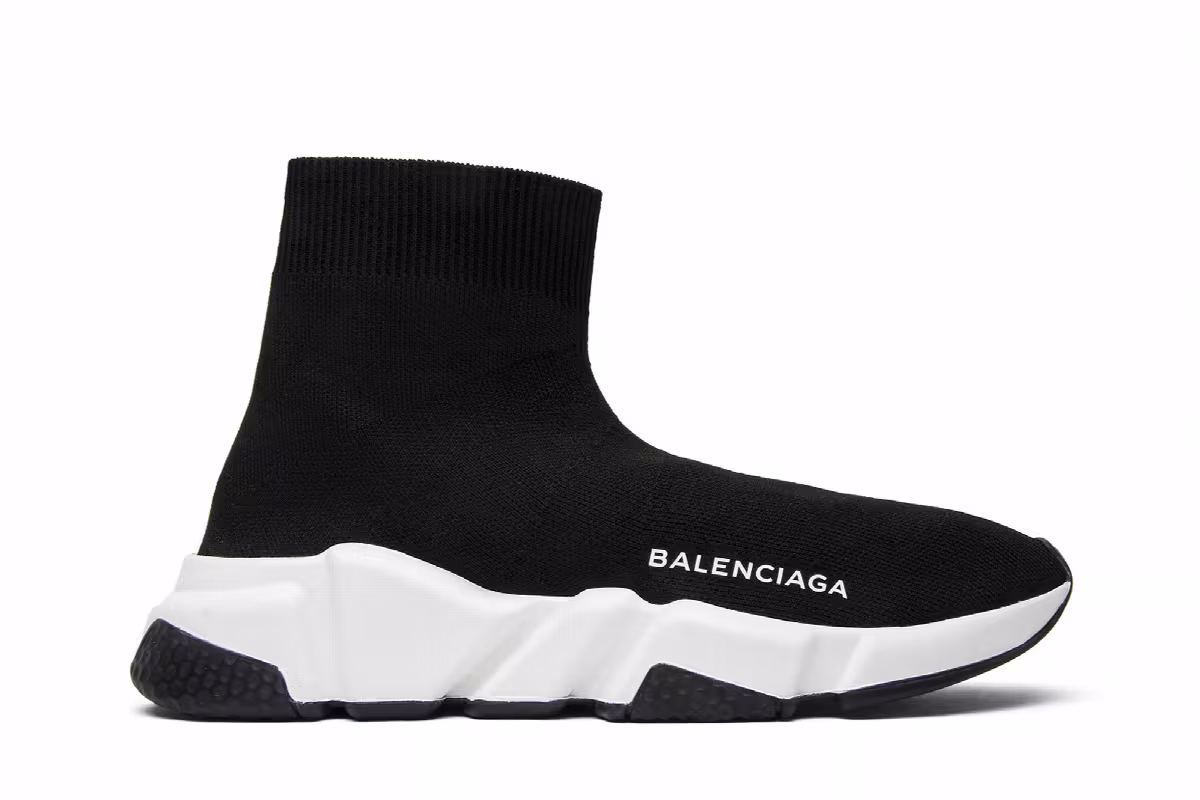 Balenciaga Women's Speed Trainer Mid Black White Black, view 2