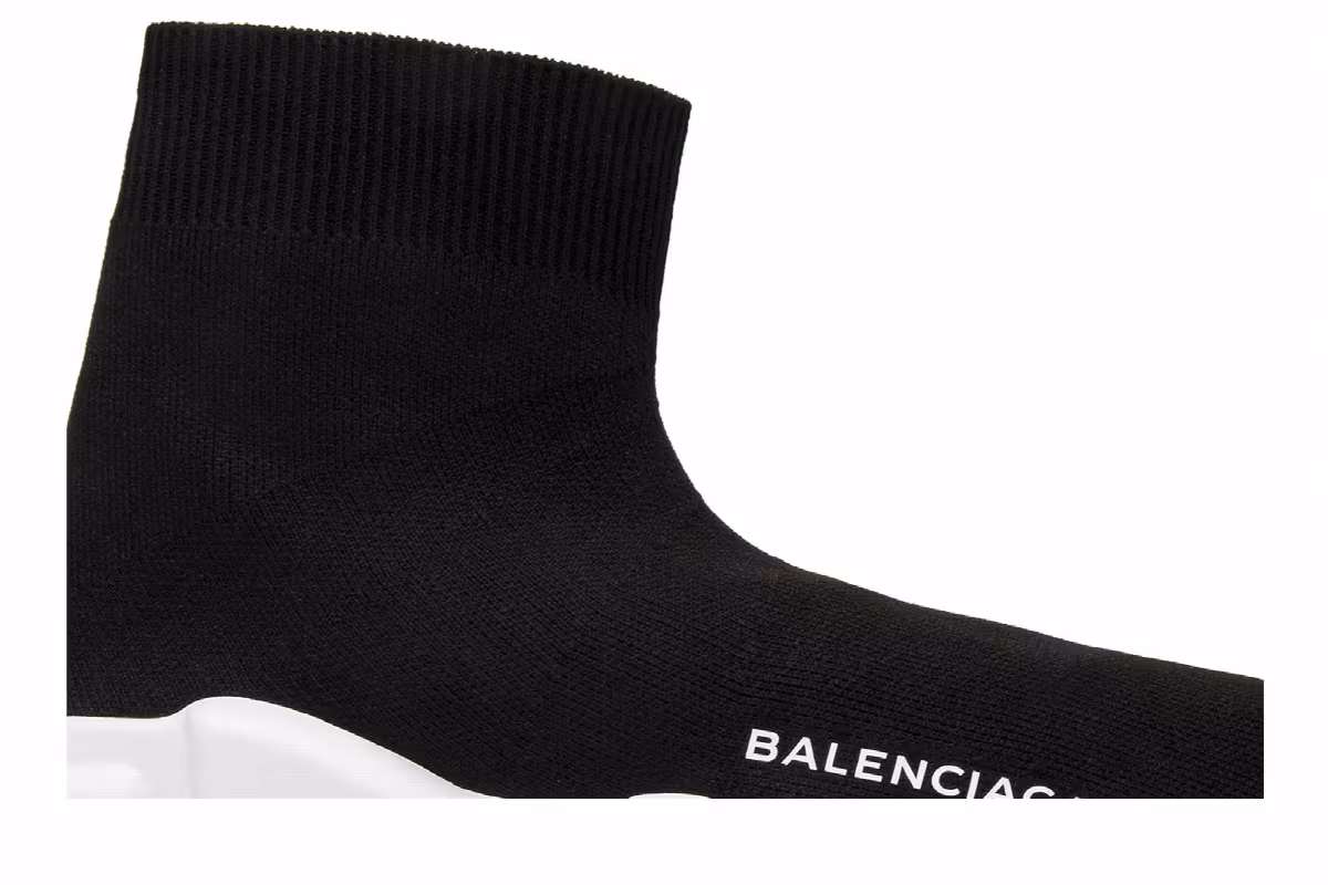 Balenciaga Women's Speed Trainer Mid Black White Black, view 3