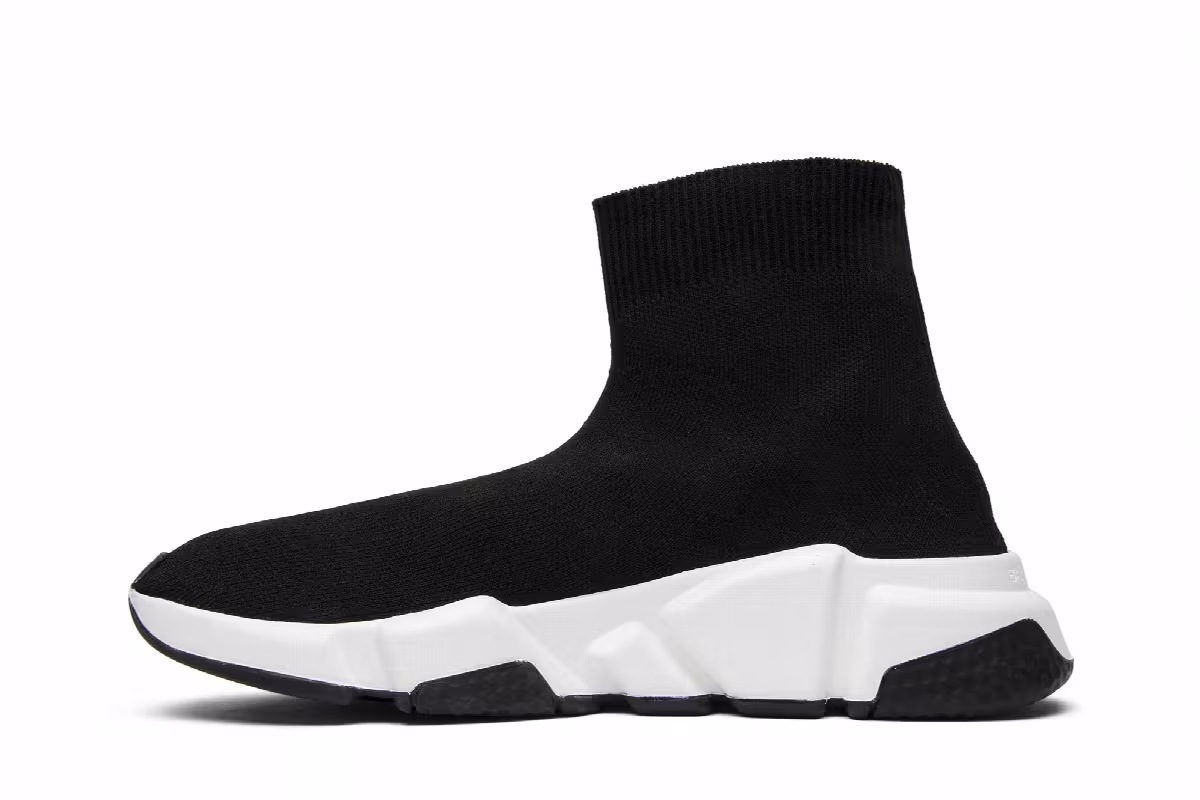 Balenciaga Women's Speed Trainer Mid Black White Black, view 4