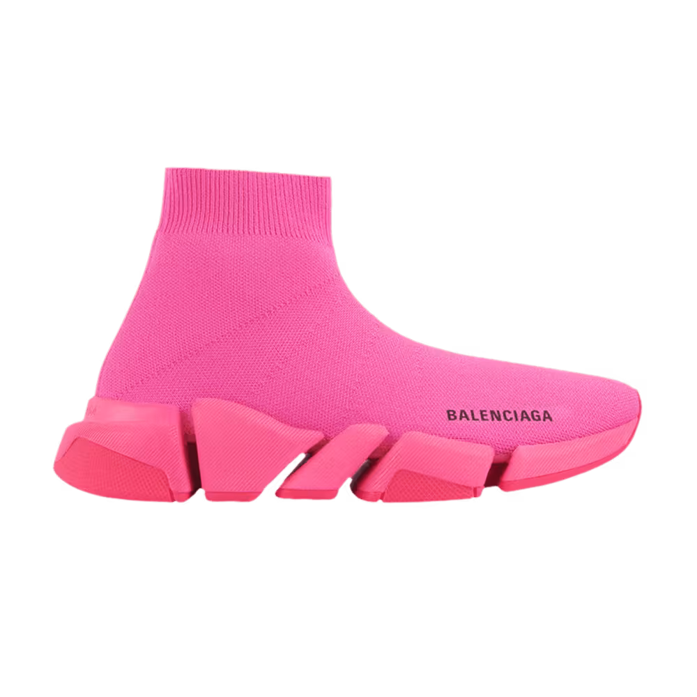 Balenciaga Women's Speed 2 Trainer Knit Neon Pink