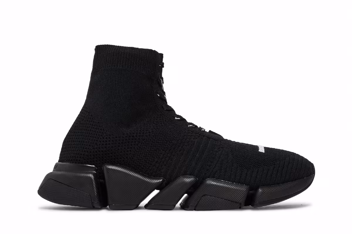 Balenciaga Speed 2 Lace Up Trainer Black, view 2