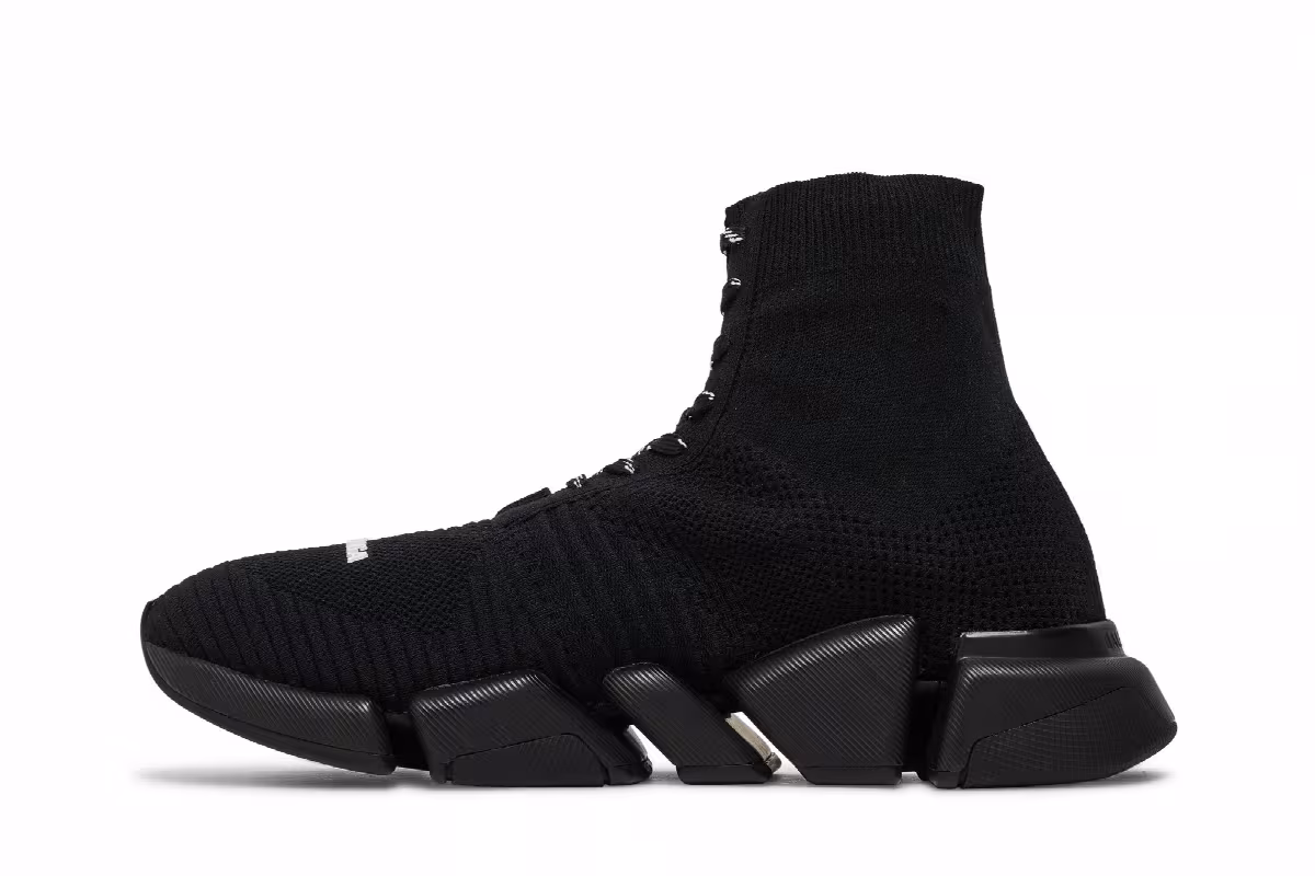 Balenciaga Speed 2 Lace Up Trainer Black, view 4