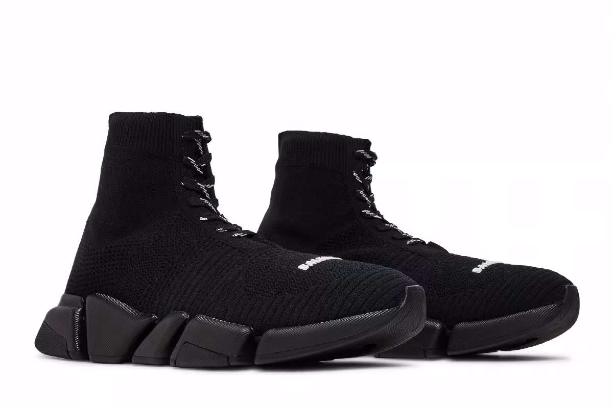 Balenciaga Speed 2 Lace Up Trainer Black, view 9