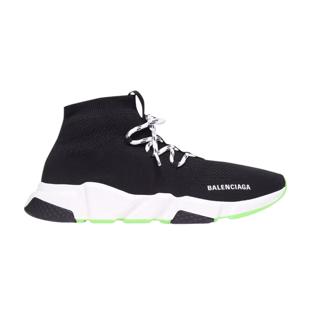 Balenciaga Speed Lace Up Trainer Black Neon Green